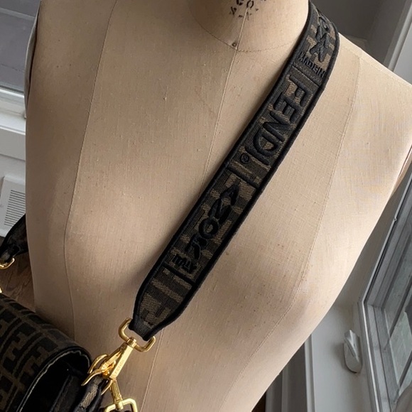 Monogram Black and Brown Crossbody Bag with Gold Accents - Picture 12 of 13